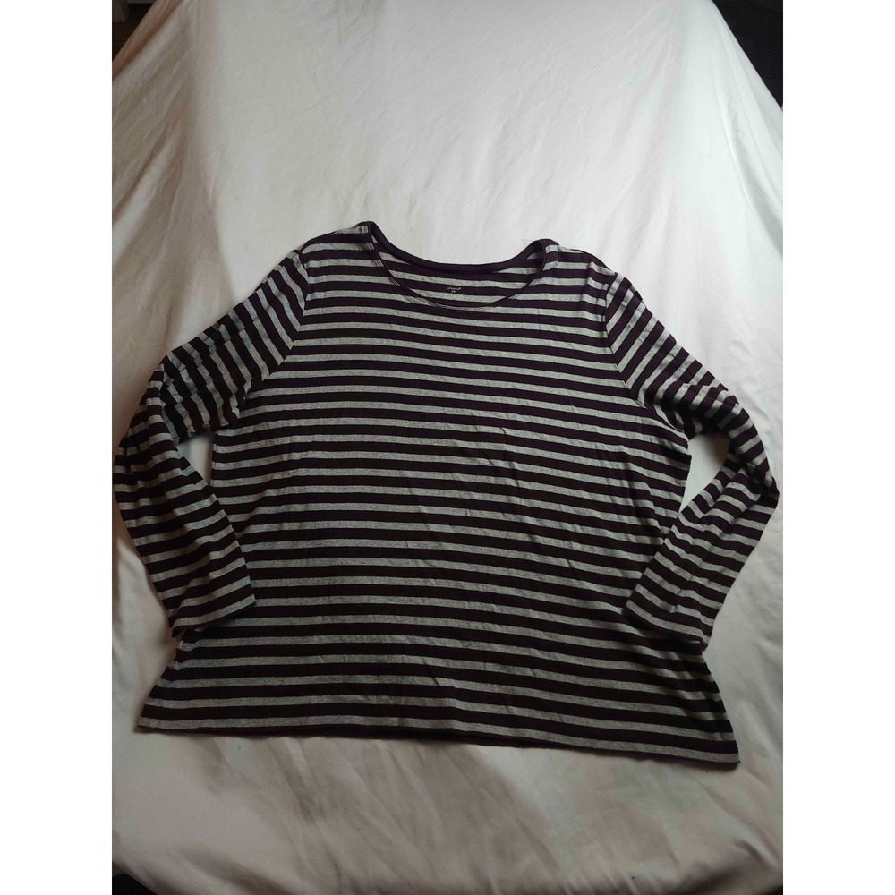 CJ Banks Top Womens 2X Plus Striped Preppyโ Coastal Grandma Loungewear Layering